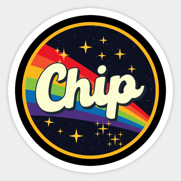 Chip // Rainbow In Space Vintage Style Sticker by LMW Art